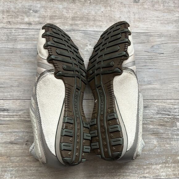 Vintage Y2K Skechers Slip On Lace Up Faux Suede Leather Cream Brown 8.5M 2000s - Picture 6 of 8